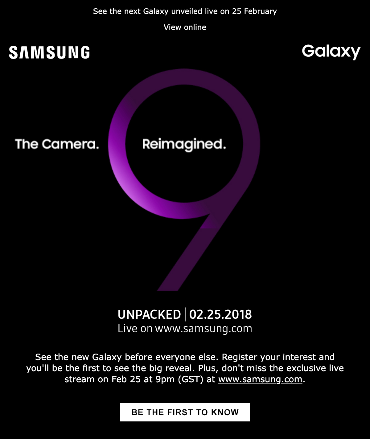Samsung S9 Reveal Email